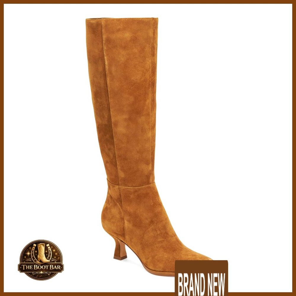 Kitten Heel Knee High Boots Pointed Toe Side Zipper Winter Dress Shoes Elegant